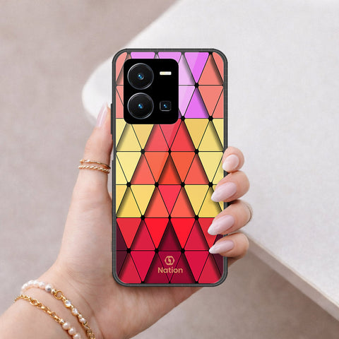 Vivo Y35 4G Cover - ONation Pyramid Series - HQ Ultra Shine Premium Infinity Glass Soft Silicon Borders Case