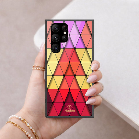 Samsung Galaxy S23 Ultra 5G Cover - ONation Pyramid Series - HQ Ultra Shine Premium Infinity Glass Soft Silicon Borders Case