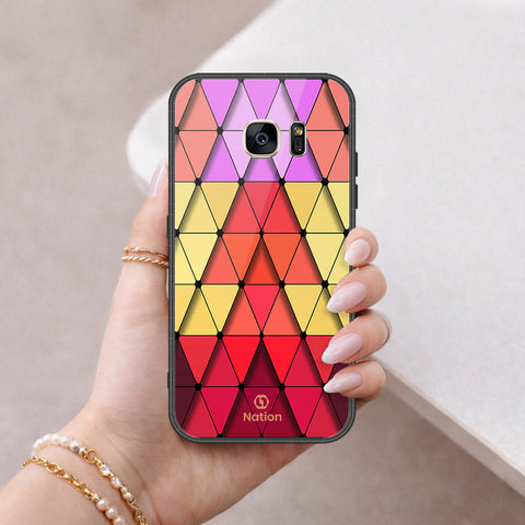 Samsung Galaxy S7 Cover - ONation Pyramid Series - HQ Ultra Shine Premium Infinity Glass Soft Silicon Borders Case