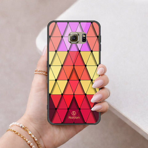 Samsung Galaxy S6 Cover - ONation Pyramid Series - HQ Ultra Shine Premium Infinity Glass Soft Silicon Borders Case