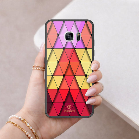 Samsung Galaxy S7 Edge Cover - ONation Pyramid Series - HQ Ultra Shine Premium Infinity Glass Soft Silicon Borders Case