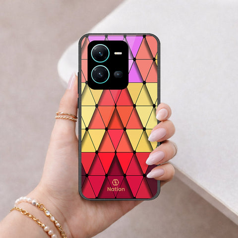 Vivo X80 Lite Cover - ONation Pyramid Series - HQ Ultra Shine Premium Infinity Glass Soft Silicon Borders Case