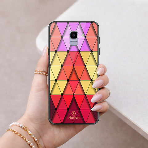 Samsung Galaxy J6 2018 Cover - ONation Pyramid Series - HQ Ultra Shine Premium Infinity Glass Soft Silicon Borders Case