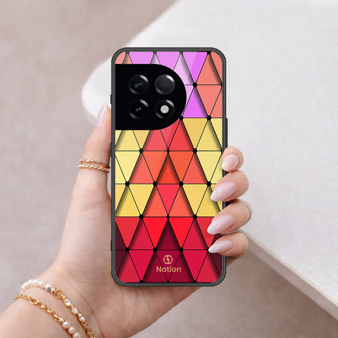 OnePlus 11R Cover - ONation Pyramid Series - HQ Ultra Shine Premium Infinity Glass Soft Silicon Borders Case