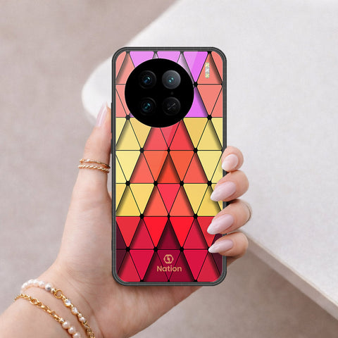 Vivo X90 Pro Cover - ONation Pyramid Series - HQ Ultra Shine Premium Infinity Glass Soft Silicon Borders Case