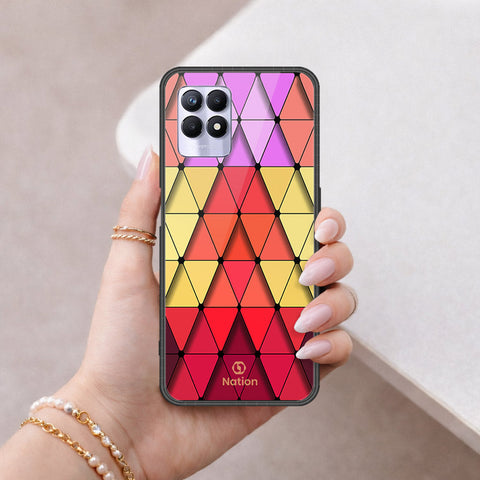 Realme 8i Cover - ONation Pyramid Series - HQ Ultra Shine Premium Infinity Glass Soft Silicon Borders Case