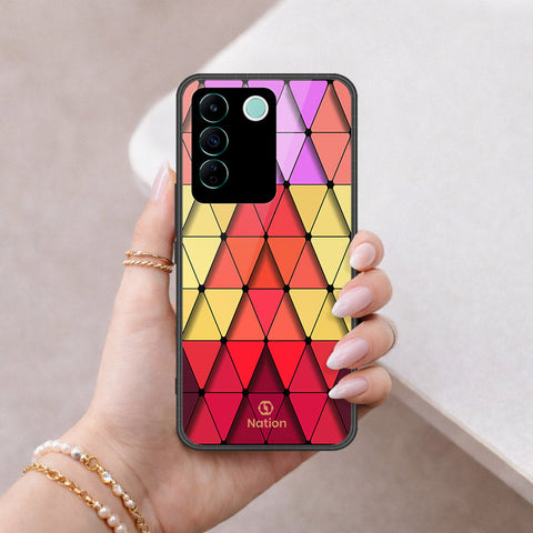 Vivo V27e Cover - ONation Pyramid Series - HQ Ultra Shine Premium Infinity Glass Soft Silicon Borders Case
