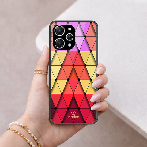 Xiaomi Redmi 12 Cover - ONation Pyramid Series - HQ Ultra Shine Premium Infinity Glass Soft Silicon Borders Case