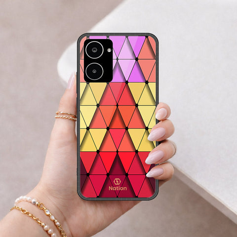Realme 10 Cover - ONation Pyramid Series - HQ Ultra Shine Premium Infinity Glass Soft Silicon Borders Case