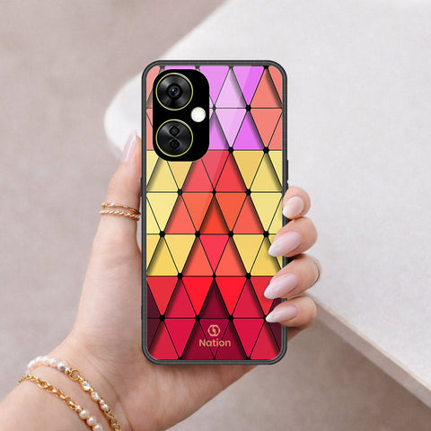 Oppo K11x Cover - ONation Pyramid Series - HQ Ultra Shine Premium Infinity Glass Soft Silicon Borders Case