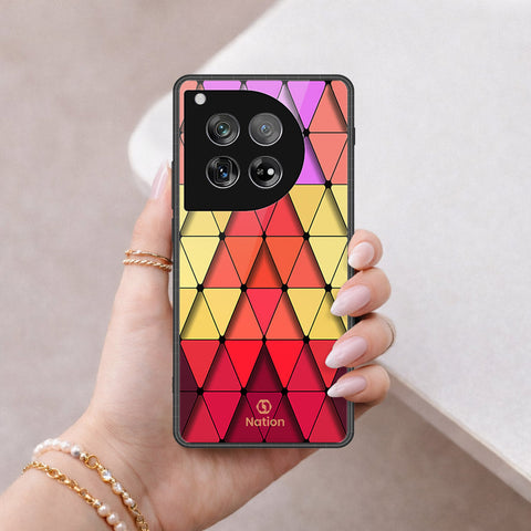 OnePlus 12 Cover - ONation Pyramid Series - HQ Ultra Shine Premium Infinity Glass Soft Silicon Borders Case