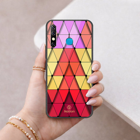 Infinix Hot 8 Cover - ONation Pyramid Series - HQ Ultra Shine Premium Infinity Glass Soft Silicon Borders Case