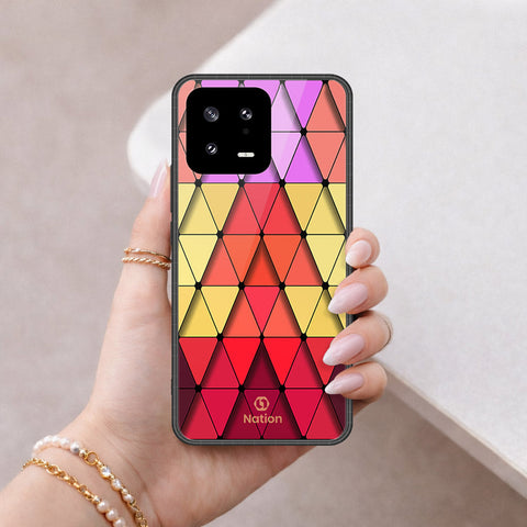 Xiaomi 13 Cover - ONation Pyramid Series - HQ Ultra Shine Premium Infinity Glass Soft Silicon Borders Case