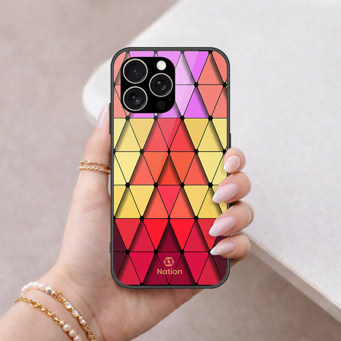 IPhone 15 Pro Max Cover - ONation Pyramid Series - HQ Ultra Shine Premium Infinity Glass Soft Silicon Borders Case