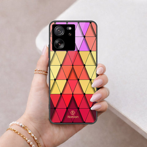 Xiaomi 13T Pro Cover - ONation Pyramid Series - HQ Ultra Shine Premium Infinity Glass Soft Silicon Borders Case