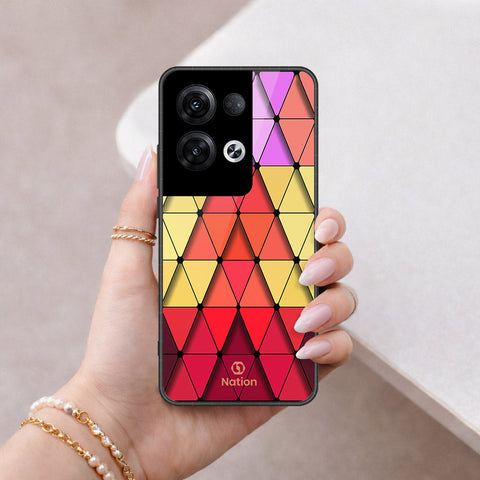 Oppo Reno 8 Pro  Cover - ONation Pyramid Series - HQ Ultra Shine Premium Infinity Glass Soft Silicon Borders Case