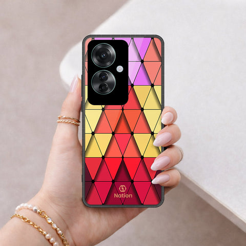 Oppo Reno 11F 5G Cover - ONation Pyramid Series - HQ Ultra Shine Premium Infinity Glass Soft Silicon Borders Case
