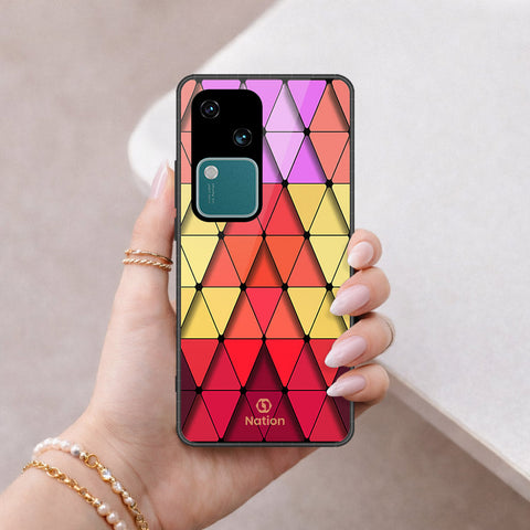Vivo S18 Cover - ONation Pyramid Series - HQ Ultra Shine Premium Infinity Glass Soft Silicon Borders Case