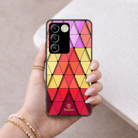 Vivo V30 Lite 4G Cover - ONation Pyramid Series - HQ Ultra Shine Premium Infinity Glass Soft Silicon Borders Case