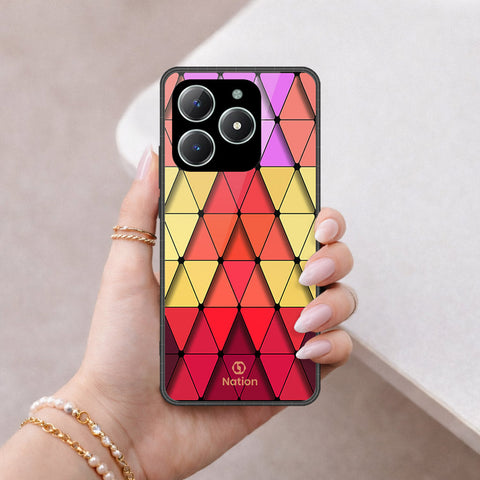 Realme C61 Cover - ONation Pyramid Series - HQ Ultra Shine Premium Infinity Glass Soft Silicon Borders Case