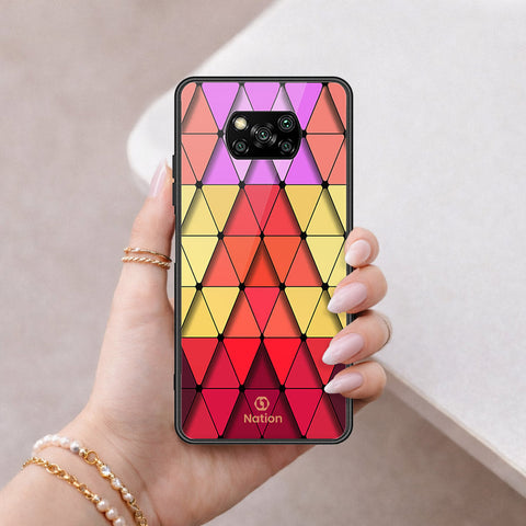 Xiaomi Poco X3 Cover - ONation Pyramid Series - HQ Ultra Shine Premium Infinity Glass Soft Silicon Borders Case
