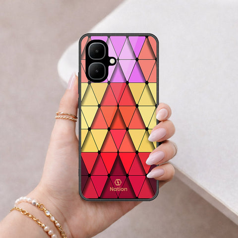 Infinix Pop 10 Cover - ONation Pyramid Series - HQ Ultra Shine Premium Infinity Glass Soft Silicon Borders Case