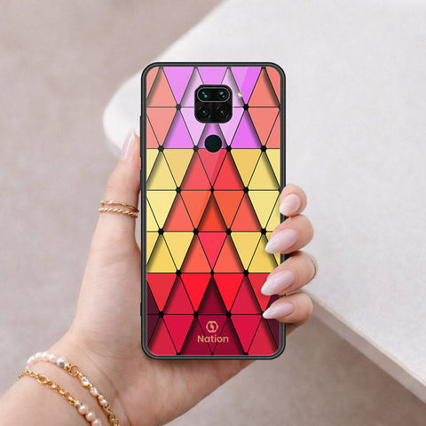 Xiaomi Redmi Note 9 Cover - ONation Pyramid Series - HQ Ultra Shine Premium Infinity Glass Soft Silicon Borders Case