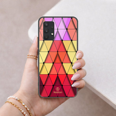 Samsung Galaxy A32 Cover - ONation Pyramid Series - HQ Ultra Shine Premium Infinity Glass Soft Silicon Borders Case