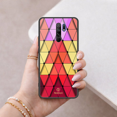 Xiaomi Redmi 9 Cover - ONation Pyramid Series - HQ Ultra Shine Premium Infinity Glass Soft Silicon Borders Case
