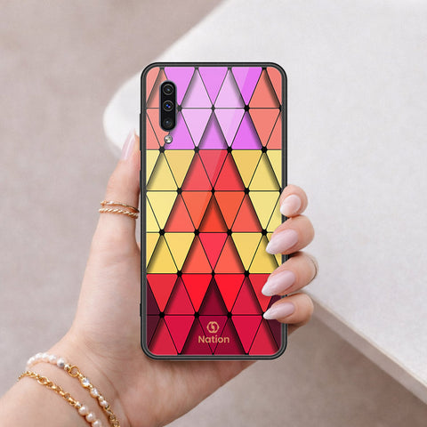 Samsung Galaxy A50s Cover - ONation Pyramid Series - HQ Ultra Shine Premium Infinity Glass Soft Silicon Borders Case