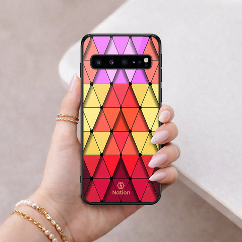 Samsung Galaxy S10 5G Cover - ONation Pyramid Series - HQ Ultra Shine Premium Infinity Glass Soft Silicon Borders Case