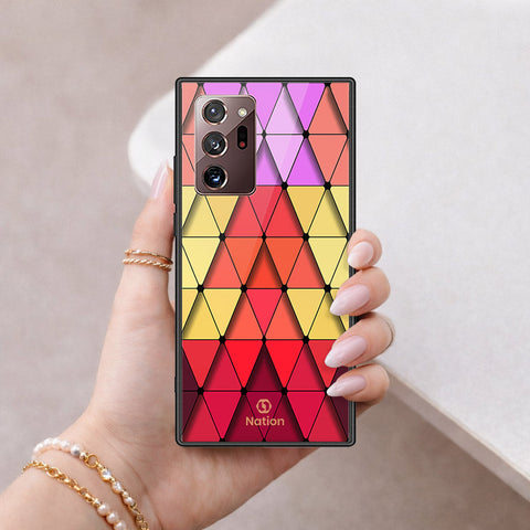 Samsung Galaxy Note 20 Ultra Cover - ONation Pyramid Series - HQ Ultra Shine Premium Infinity Glass Soft Silicon Borders Case