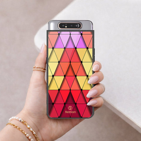 Samsung Galaxy A80 Cover - ONation Pyramid Series - HQ Ultra Shine Premium Infinity Glass Soft Silicon Borders Case