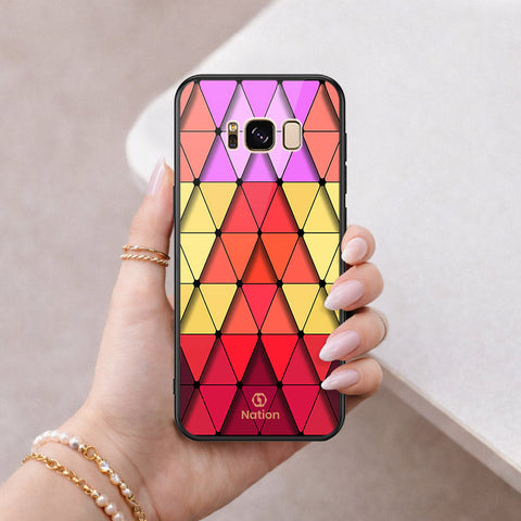 Samsung Galaxy S8 Cover - ONation Pyramid Series - HQ Ultra Shine Premium Infinity Glass Soft Silicon Borders Case