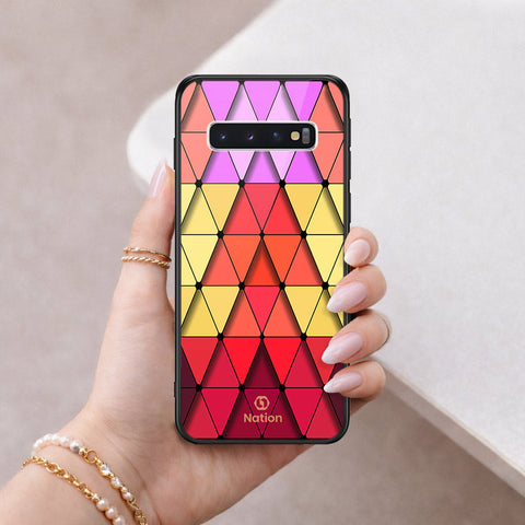 Samsung Galaxy S10 Cover - ONation Pyramid Series - HQ Ultra Shine Premium Infinity Glass Soft Silicon Borders Case