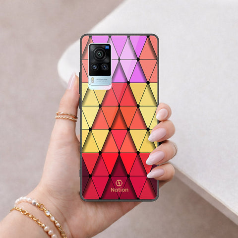 Vivo X60 Cover - ONation Pyramid Series - HQ Ultra Shine Premium Infinity Glass Soft Silicon Borders Case