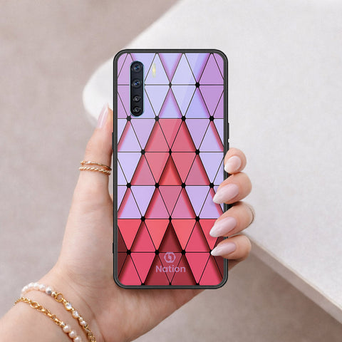 Oppo A91 Cover - ONation Pyramid Series - HQ Ultra Shine Premium Infinity Glass Soft Silicon Borders Case