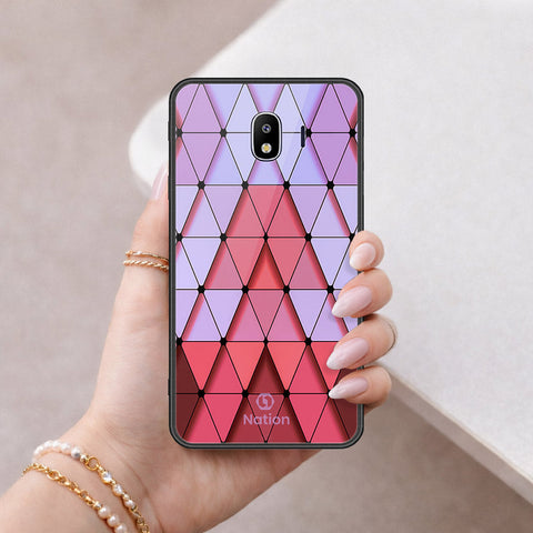 Samsung Galaxy J4 2018 Cover - ONation Pyramid Series - HQ Ultra Shine Premium Infinity Glass Soft Silicon Borders Case