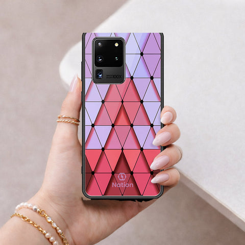 Samsung Galaxy S20 Ultra Cover - ONation Pyramid Series - HQ Ultra Shine Premium Infinity Glass Soft Silicon Borders Case