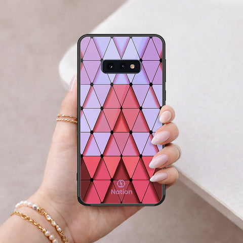 Samsung Galaxy S10e Cover - ONation Pyramid Series - HQ Ultra Shine Premium Infinity Glass Soft Silicon Borders Case