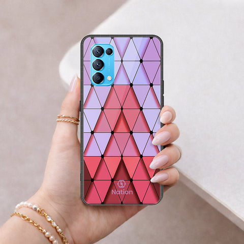 Oppo Find X3 Lite Cover - ONation Pyramid Series - HQ Ultra Shine Premium Infinity Glass Soft Silicon Borders Case
