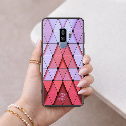 Samsung Galaxy S9 Plus Cover - ONation Pyramid Series - HQ Ultra Shine Premium Infinity Glass Soft Silicon Borders Case (Fast Delievery)