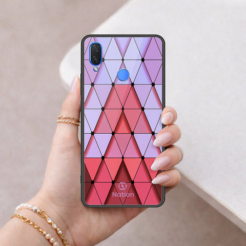 Huawei P Smart Plus Cover - ONation Pyramid Series - HQ Ultra Shine Premium Infinity Glass Soft Silicon Borders Case