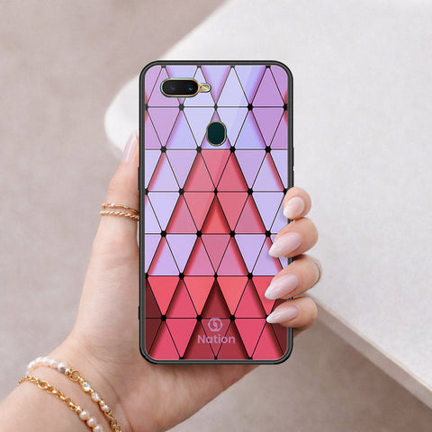 Oppo A7 Cover - ONation Pyramid Series - HQ Ultra Shine Premium Infinity Glass Soft Silicon Borders Case