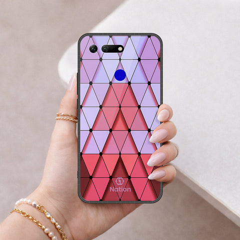 Huawei Honor View 20 Cover - ONation Pyramid Series - HQ Ultra Shine Premium Infinity Glass Soft Silicon Borders Case
