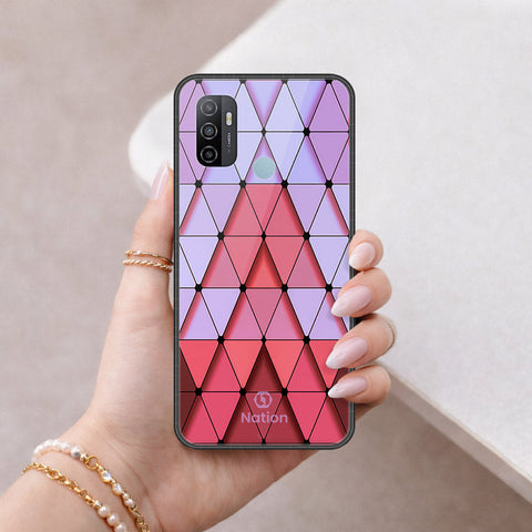 Oppo A53 Cover - ONation Pyramid Series - HQ Ultra Shine Premium Infinity Glass Soft Silicon Borders Case