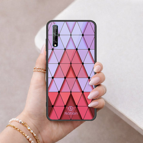 Huawei Y8p Cover - ONation Pyramid Series - HQ Ultra Shine Premium Infinity Glass Soft Silicon Borders Case