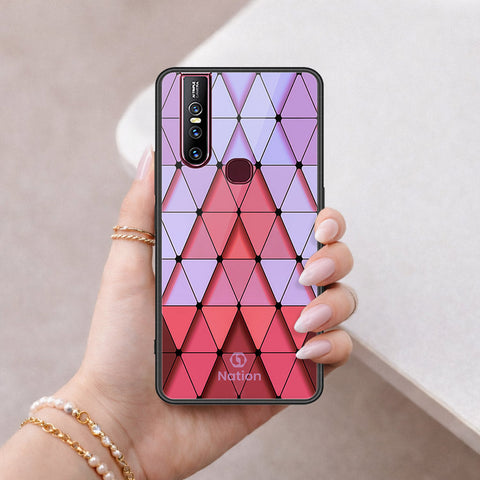 Vivo V15 Cover - ONation Pyramid Series - HQ Ultra Shine Premium Infinity Glass Soft Silicon Borders Case