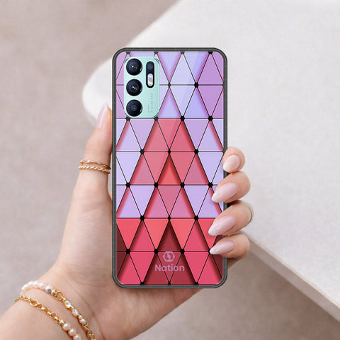 Oppo Reno 6 Cover - ONation Pyramid Series - HQ Ultra Shine Premium Infinity Glass Soft Silicon Borders Case