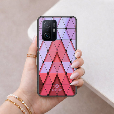 Xiaomi 11T Cover - ONation Pyramid Series - HQ Ultra Shine Premium Infinity Glass Soft Silicon Borders Case